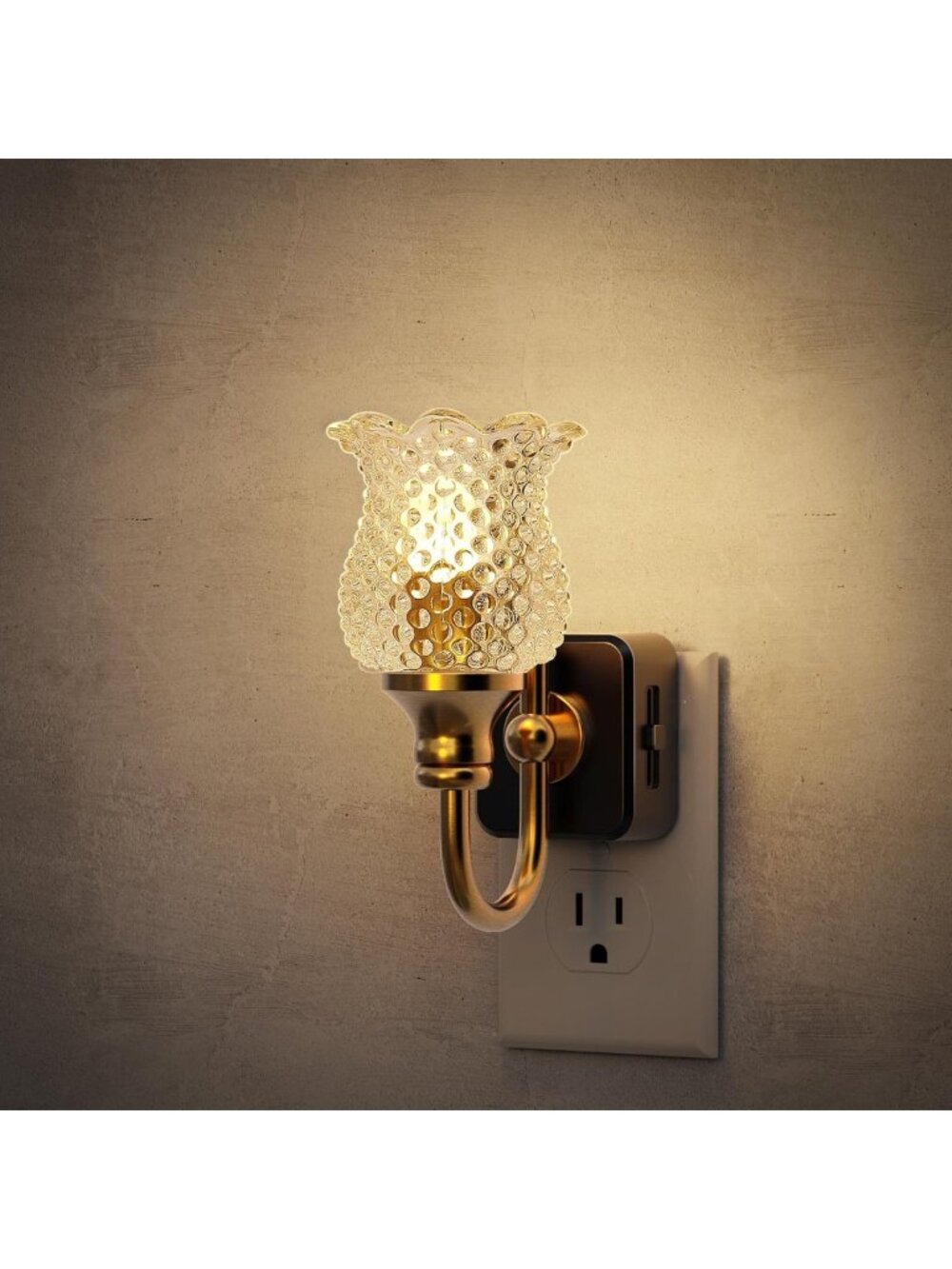 Dimmable Glass Night Light for Wall Plug - Soft Glow, Cozy Home Decor